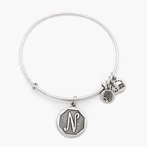 Initial N Charm Bangle Rafaelian Silver Finish